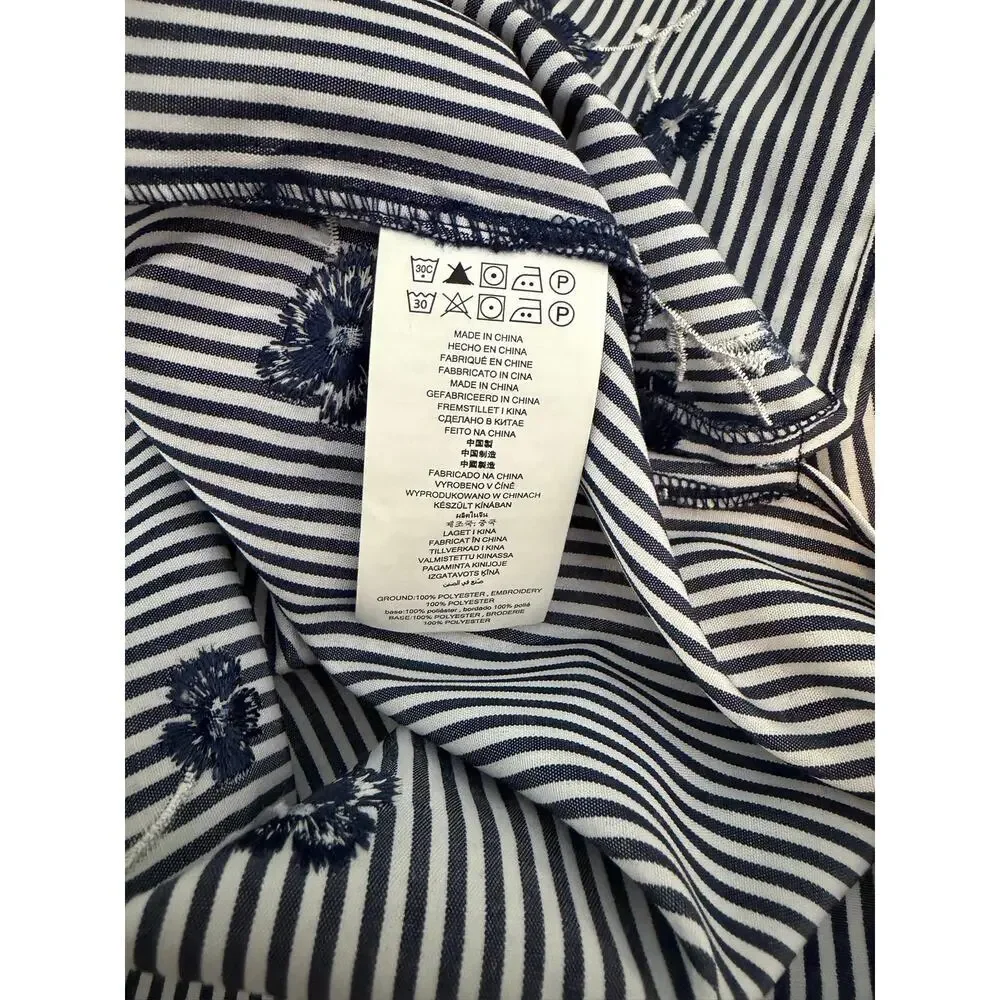 NWT Michael Michael Kors Embroidered Stripe Cold Shoulder Blouse Size Small